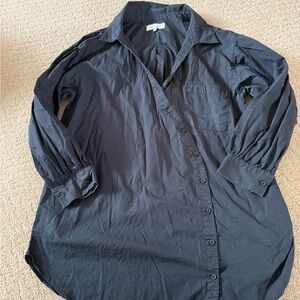 Revolve L'Academie Black Button Down Mini Dress Sz L B30